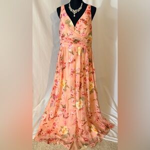 Floral Peach/pink Maxi Dress